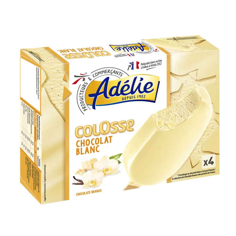 Bâtonnets de glace vanille. Contenance : 3 x 120 ml = 360 ml.